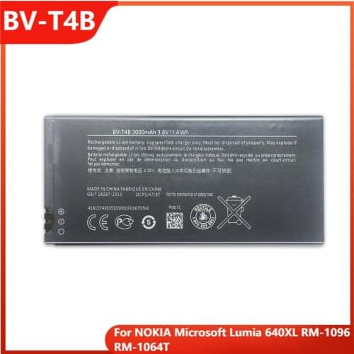 Original BV-T4B Phone Battery For NOKIA Microsoft Lumia 640XL RM-1096 RM-1064T BV-T4B Replacement Rechargable Batteries 3000mAh