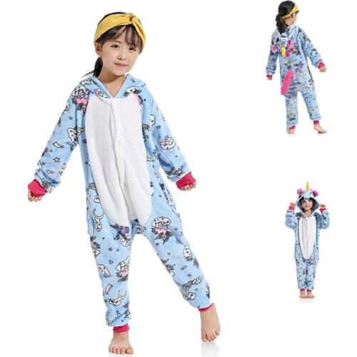 Unicorn Pajamas Children Kids Animal Flannel Anime Cartoon Cosplay Costume Sleepwear Cosplay Onesie Panda Christmas Halloween
