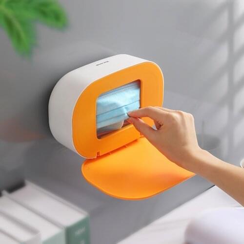 Plastic Mask Storage Box Pumping Type Home Mask Container With Cover Napkin Mask Holder Case For Office Home Decoration