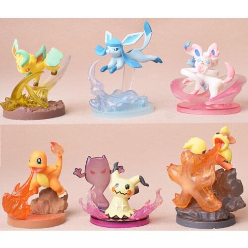 Pokemon Pocket Monster Sylveon Mimikyo Growlithe Leafeon Charmander Delibird Bulbasaur Psyduck Squirtle Model Anime Figures