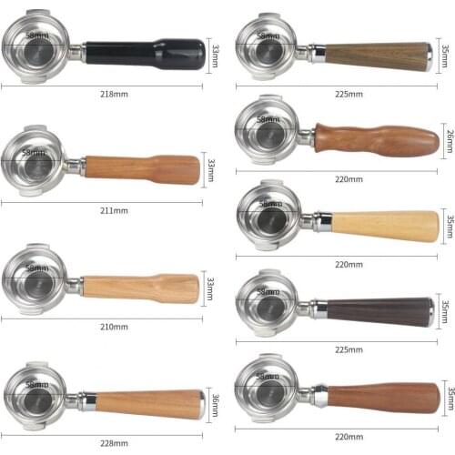 58MM Bottomless Portafilter Stainless Steel Wooden Handle Coffee Machine Portafilter Filter Basket Coffee Filter Coffeeware