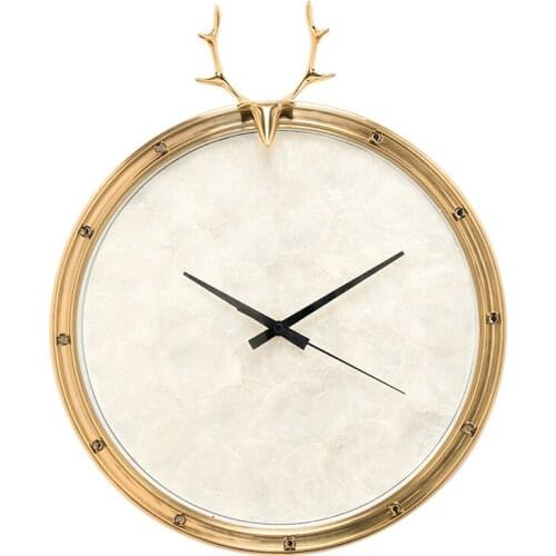 Simple Deer Head Wall Clock Home Living Room Bedroom Personality Shell Quartz Clock Mute Decoration Pocket Watch