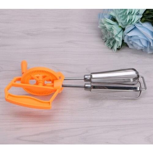 Rotary Hand Whisk Egg Beater Mixer Stainless Steel Manual Shaker Kitchen Blender