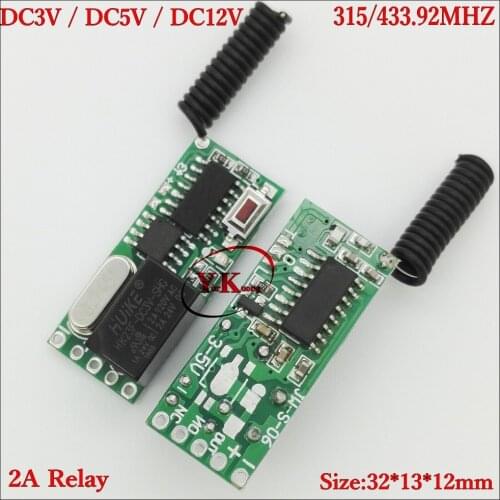 DC3V 3.3V 3.7V 4.2V 5V 12V 2A Relay Mini Remote Switch Rx only ASK Smart Home Broadlink RF App wireless Switch NO COM NC Contact