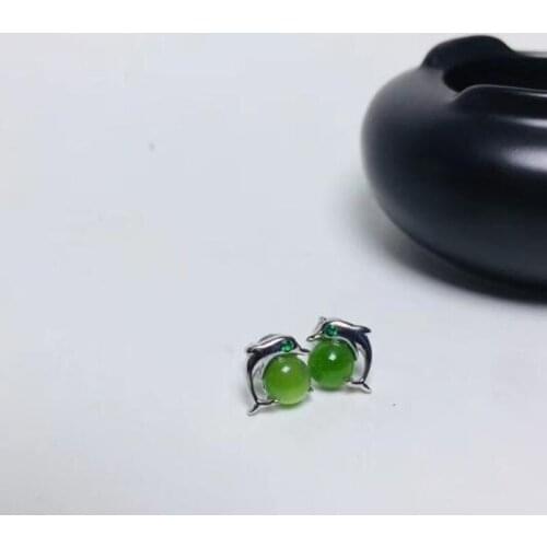 Rare Beautiful Hetian Jade Jasper Stud Earring Fine Gems 6*6mm Jewelry for Women