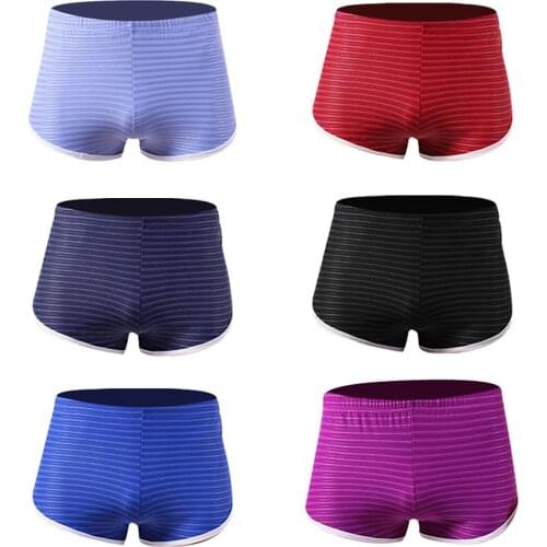 6PC Mens Panties Male Underpants Man Pack Shorts Boxers Low Waist Fashion Color Stripes Comfortable Erotic Panties Calzoncillos