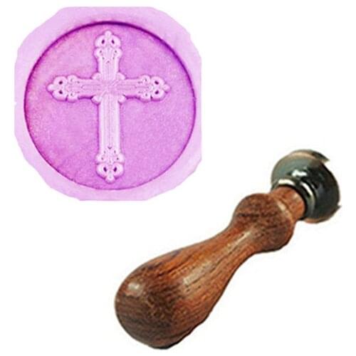 Vintage Jesus Cross Custom Picture Logo Wedding Invitation Wax Seal Sealing Stamp Rosewood Handle Set
