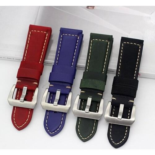 Top Quality Thick Retro Vintage Italy Calf Leather Watchbands For Pan1312 Watch Strap Band 24MM PAM00441 PAM00111 Watch Bands