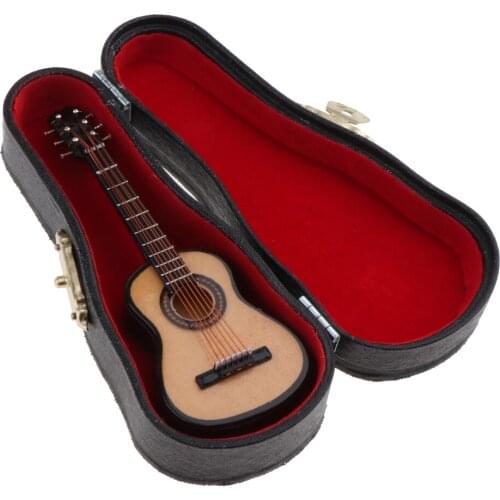 1/12 Dollhouse Miniature Musical Instrument Accessories Guitar W/ Wooden Box