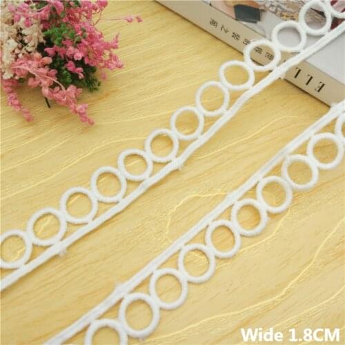 1.8CM Wide Beautiful White Cotton Embroidered Circles Lace Collar Trim Appliques Dress Shirts DIY Garment Sewing Decoration