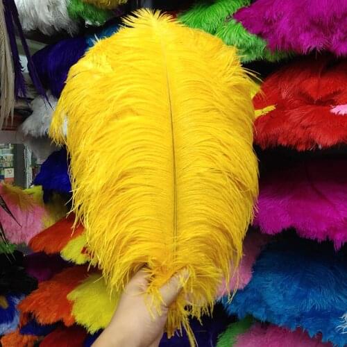 10pcs Golden Yellow 30-35cm/12-14 inch Natural Ostrich Feathers Wedding Party Christmas Home Craft Accessories Decoration