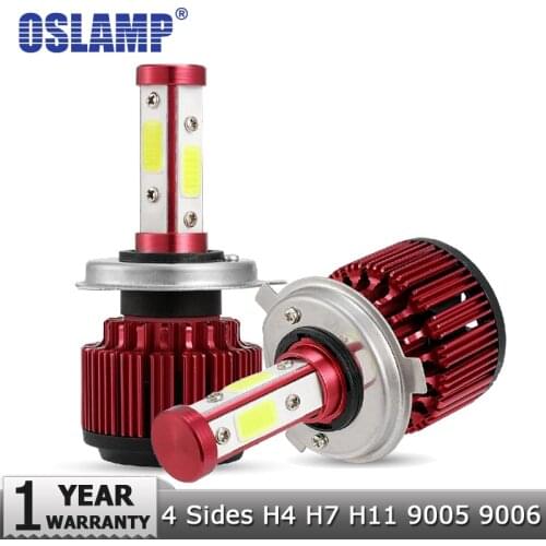 2pcs 100W/Set H11 Led Headlight Bulb 4 Sides COB Chips LED Car Light Auto LED Lamps 6500K 9005/9006 All-in-One