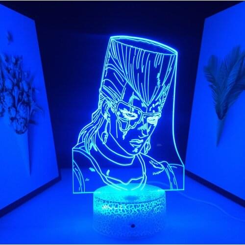 3D Lamp Anime Figure Visual Illusion White Cracked Base 7 Color Changes With Remote Control for Home Bedroom Table Decoration