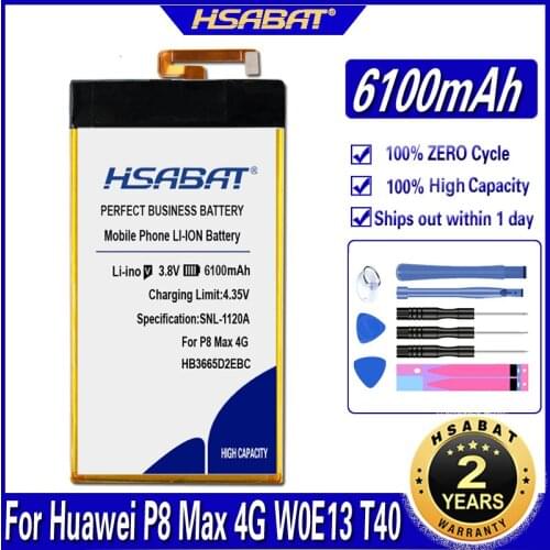 HSABAT 6100mAh HB3665D2EBC Battery for Huawei P8 Max 4G W0E13 T40