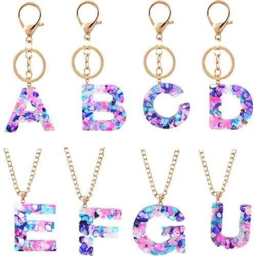 Flower Letter Beads Charm Keychain Necklace Pendant Accessories Jewelry Craft Findings