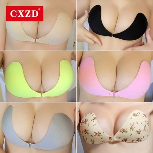 CXZD Sexy Women Nipples Stickers Invisible Push Up Bra Self-Adhesive Silicone Bust Front Closure Sticky Bra Backless Strapless