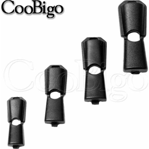 50Pcs Black Plastic Cord Ends Zipper Pull Cord Lock Stopper For Tether Tip Cord Lock Backpack Shoelace Garment Accessory