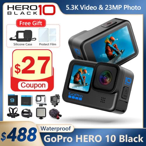 GoPro HERO 10 Black Action Camera 5.3K 60FPS 4K 120FPS Video Sports Cameras 23MP 10M Waterproof Photos Live Streaming Go Pro