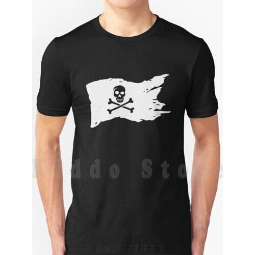 Pirate Flag ( White ) T Shirt Diy Big Size 100% Cotton Pirate Flag Pirate Jolly Roger Skull Pirata Bones Bone Freebooters