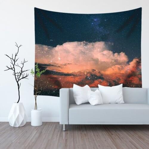 Starry Sky Pink Tapestry Wall Hanging Star Moon Cloud Sweet INS Style Tapestries Cute Girls Women Drom Room Wall Home Deocr