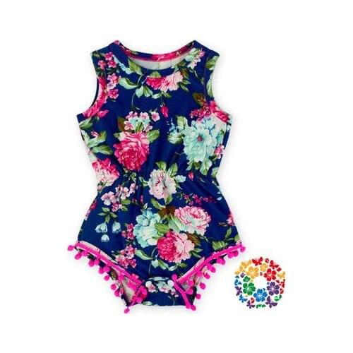 Ruffled baby rompers girl Sunsuit Romper Paisley Baby Girls Clothing Set Kids Jumpsuit Cotton Chevron romper without headband