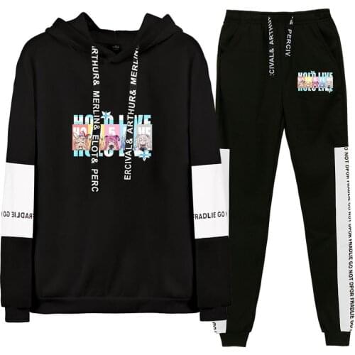 HOLOLIVE VTuber Yukihana Lamy Paint fall winter Suit Hoodies Patchwork Sweatshirt Banded Pant Two Piece Kawaii Streetwear style