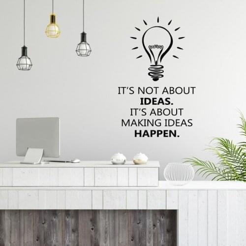 Office Wall Art Decal Idea Inspiration Quote Light Bulb Business Success Work Office Decor Motivation Vinyl Sticker Mural SK41