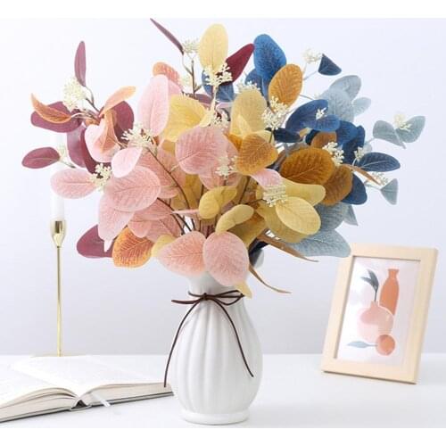 Faux Eucalyptus Leaves Elegant Exquisite Beautiful Artificial Eucalyptus Leaves Fake Plant Decor for Wedding Photography Props