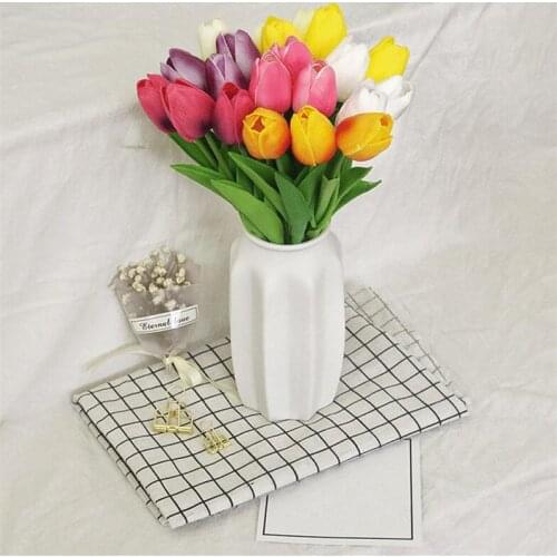 10pcs Tulip Artificial Flower Real Touch Artificial Bouquet Fake Flower for Wedding Decoration Flowers Home Garden Decor