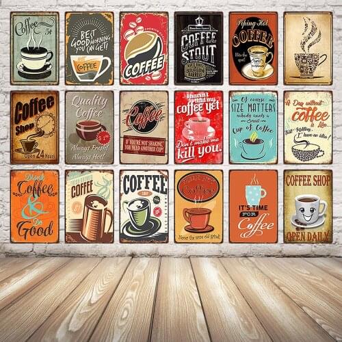 [ Kelly66 ] Fresh Hot Coffee Shop Stout Cafe Vintage Metal Sign Tin Poster Cafe Decor Wall Plaque Painting 20*30 CM Size Dy17