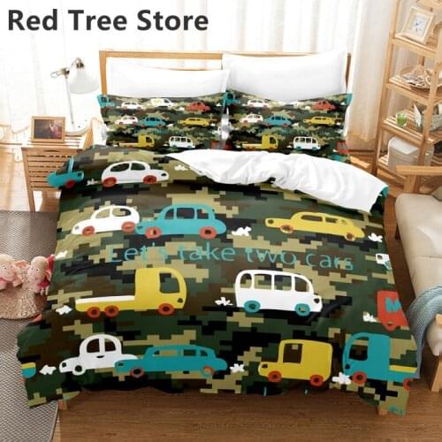 Double Bed Linen Cute Cartoon Boys Bedding Set Game Car Track Pattern Duvet Cover Set Children bed cover 150 Single Bedclothes