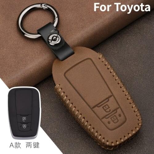 Leather Car Smart Key Cover Protective Case Holder For Toyota Camry CHR Prius Corolla RAV4 Prado 2017 2018 Accessories