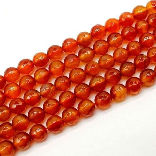 Round Faceted red Agates Beads Natural Stone Beads Loose Bead For Bracelet Making Strand 15 inches DIY