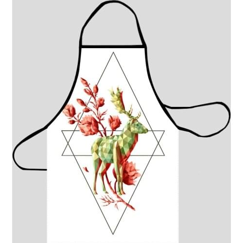 Cartoon Pattern Deer Art Kitchen Aprons For Women Oxford Fabric Cleaning Pinafore Home Cooking Accessories Apron