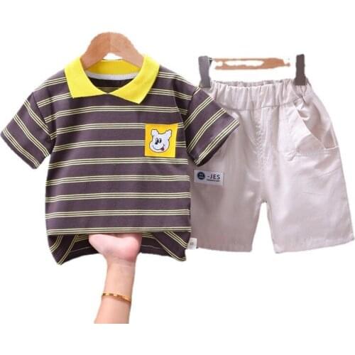 Boys Summer Short-sleeved T Shirt +pant Suit Baby Thin Kids Summer Handsome Fashion Childrens Wear Clothes Sets 0-4 Ages