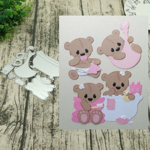 Bathtub and Baby bear Metal Cutting Dies Greeting Cards Scrapbooking Die Stamp DIY Scrapbooking Card Photo Decoration Supplies
