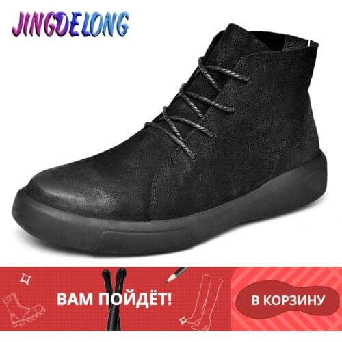 Brand Men Boots Winter Man Fur Warm Snow Boots Real Leather Men Winter Boots Work Shoes Men Footwear Rubber Ankle Shoes