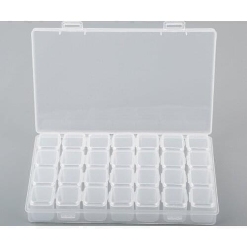 28 Slots Jewelry Diamond Painting Accessories Box Embroidery Case Cross Stitch Tools Canvas Geometric Holder Storage Assortment