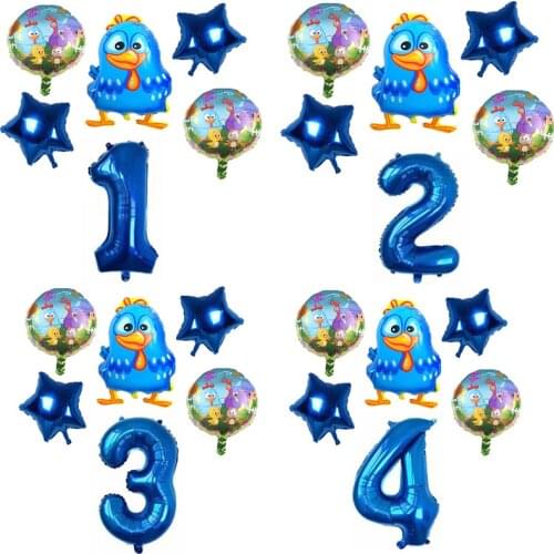NEW Arrival Brazil Auspicious Chicken Balloons Cartoon Animal Foil Number Balloons Happy Birthday Farm theme Party Decorations