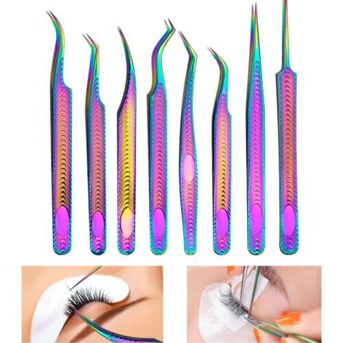 Eyelashes Tweezers Stainless Steel False Eyelash Extension Tools Professional Anti-static Volume Eyebrow Clip Makeup Nail Tool