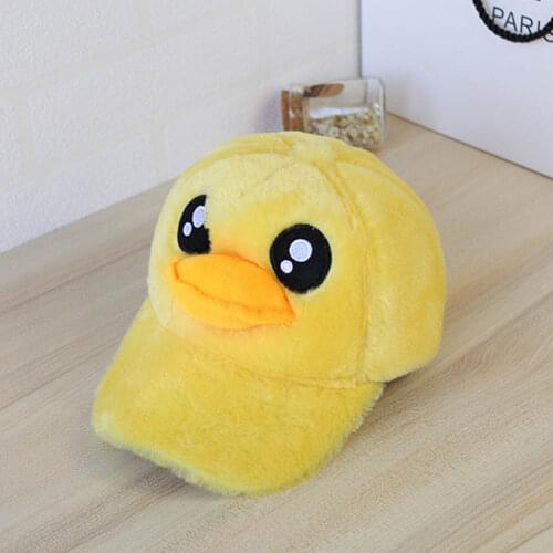 Plush Animal Baseball Cap Cute Yellow Duck Baseball Cap Fashion Hat For Kids/Adults Soft Comfortable Winter Fur Warm Hats Cute