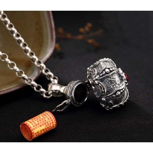 S925 Sterling Silver Cremation Funeral Magic Jewelry Tibetan bombonne bottle Pet Cremation Ash Urns Necklace men women Jewelry