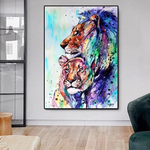 The Lions Family Animal Graffiti Poster Painting Encontrá Cuadros for Wall Art Picture Living Room Home Decor Posters and Prints