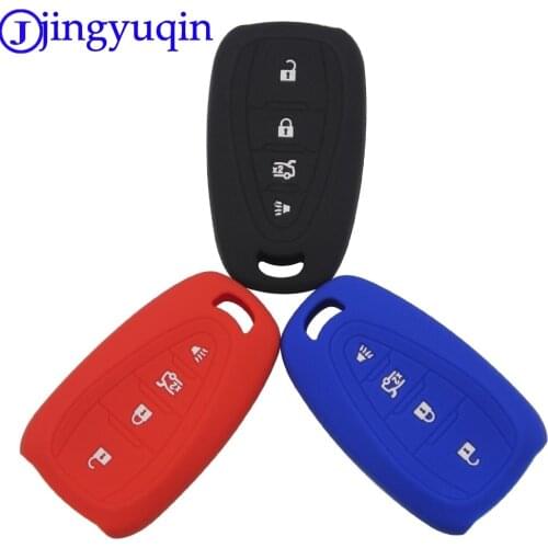 Jingyuqin Remote 4 Buttons Silicone Car Key Fob Cover Case Hood Holder Protect Set Shell Skin For Chevrolet Tracker Cruze