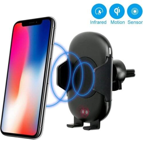 QI Fast Wireless Car Charger Automatic Infrared Induction Air Vent Car Phone Holder for iPhone XS X Fast charging for Samsung S9