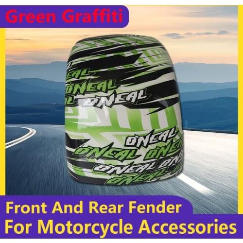 Green Graffiti 10x6.00-5.5 10x6.00-6 Citycoco Fender Shell Flaps Front and Rear Fender Mudguards with Taillight Reminder
