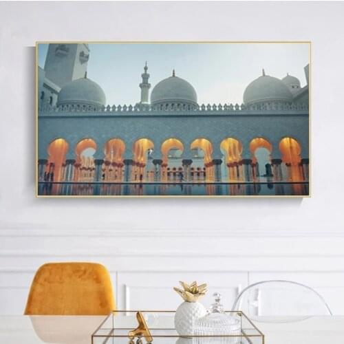 Modern Islamic Mosque Buildings Canvas Paintings Muslim Posters and Prints Wall Art Pictures Living Room Ramanda Home Decor