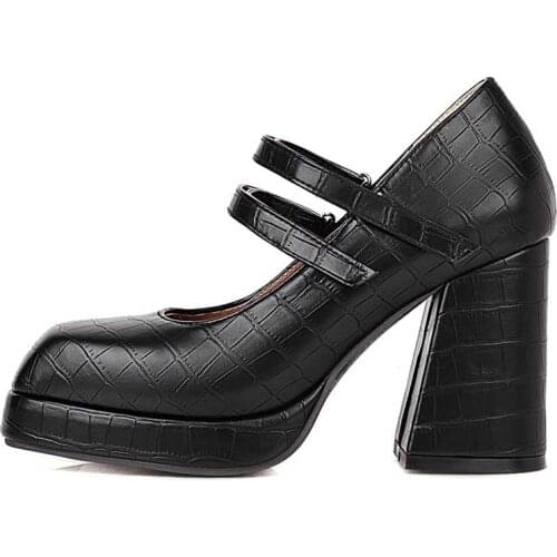 Fashion Womens Shoes Summer Elegant Pure color New White Square Head Chunky Heels consice Pumps Sexy Office lady 32-48