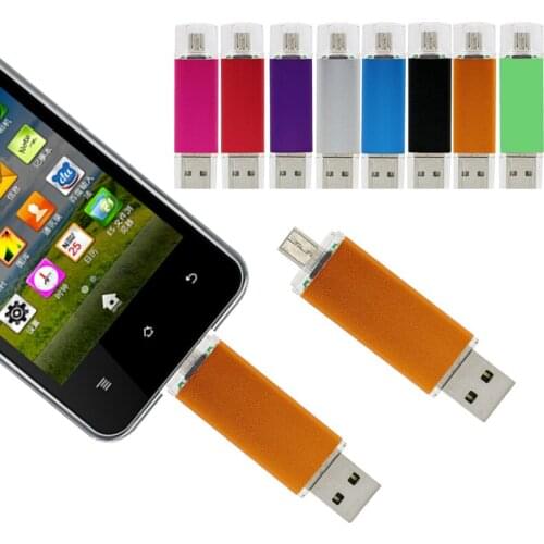 Rotation OTG USB Flash Drive Disk Pink /Blue/Silver Pen Drive Memory Stick Real Capacity Pendrive Mini Computer Smart Phone Gift