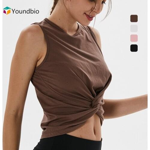 YOUNDBIO 2021 Cotton Slim Sports Sleeveless Shirts Summer Gym Workout Women Sexy Crop Tops Fitness Push Up Ladies Yoga Vest